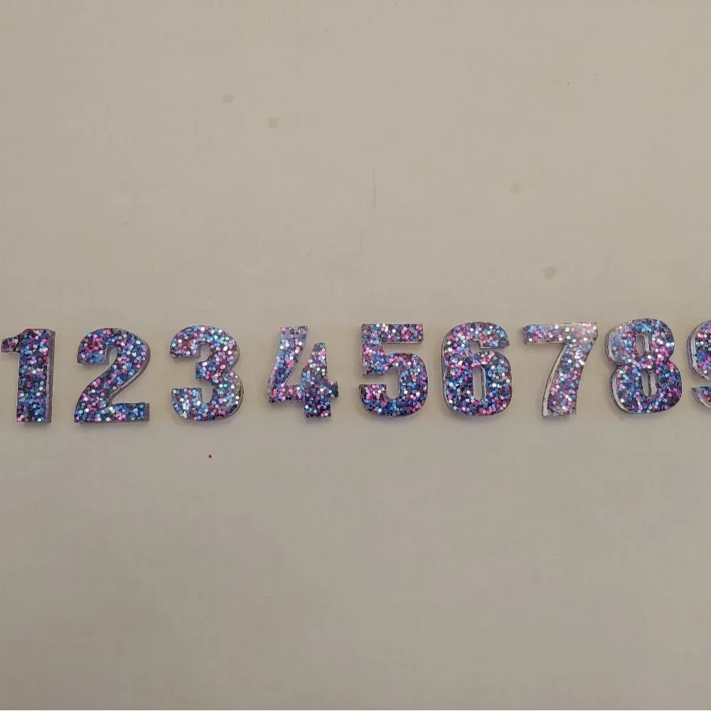 Alphabet & Number Set w/ Blue, Pink & Silver Glitt